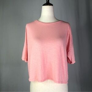 American Eagle Barbie baby pink boxy cropped short sleeve tee t-shirt M